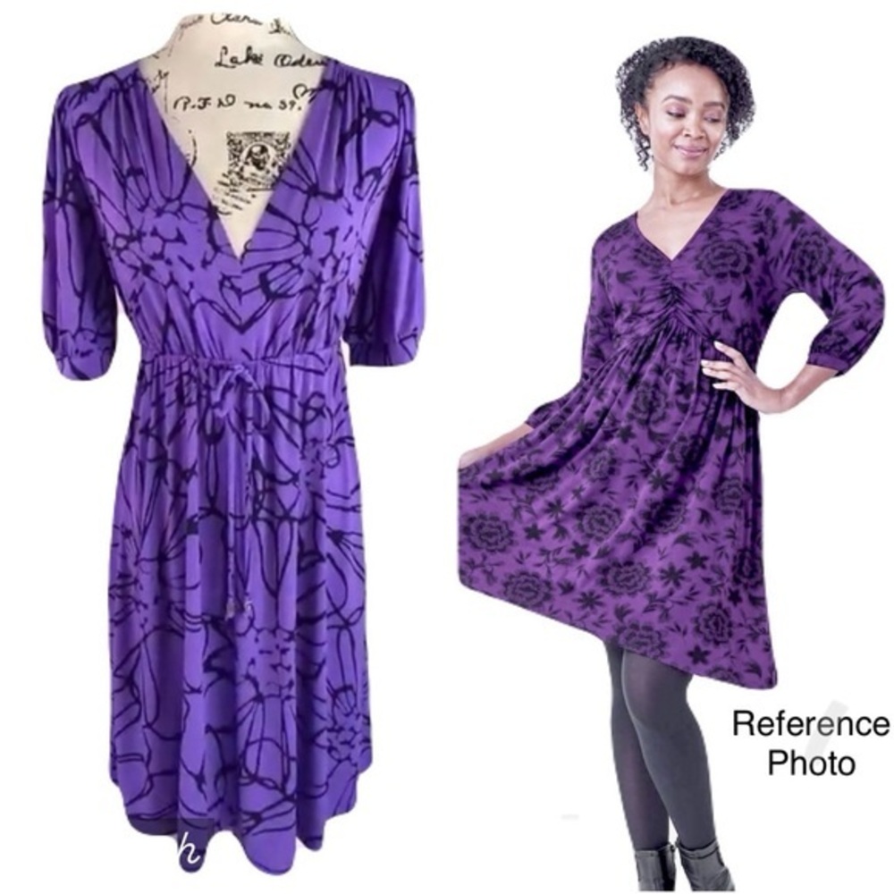 Michael Kors Purple Print Smocked Dress
